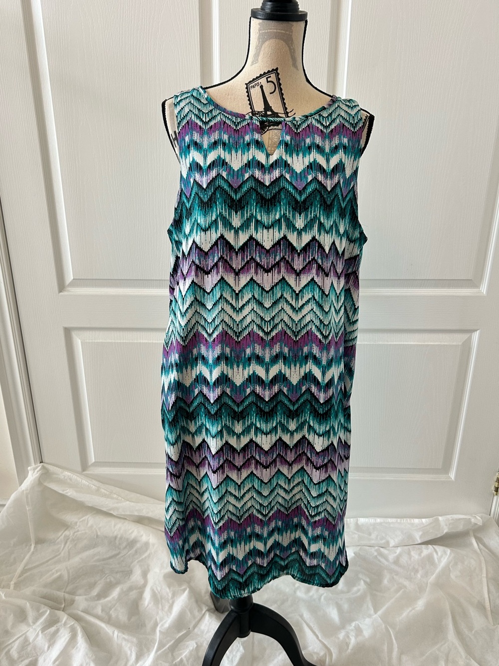 Ricki's Teal, Purple & White Zigzag Sleeveless Dress